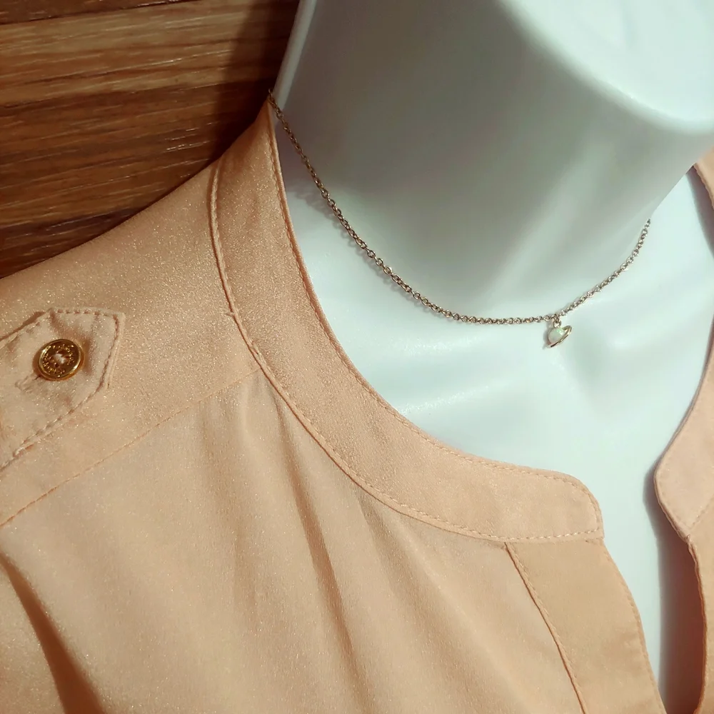 🎉🛍 Calvin Klein light pink button down blouse with gold buttons - Picture 3 of 8